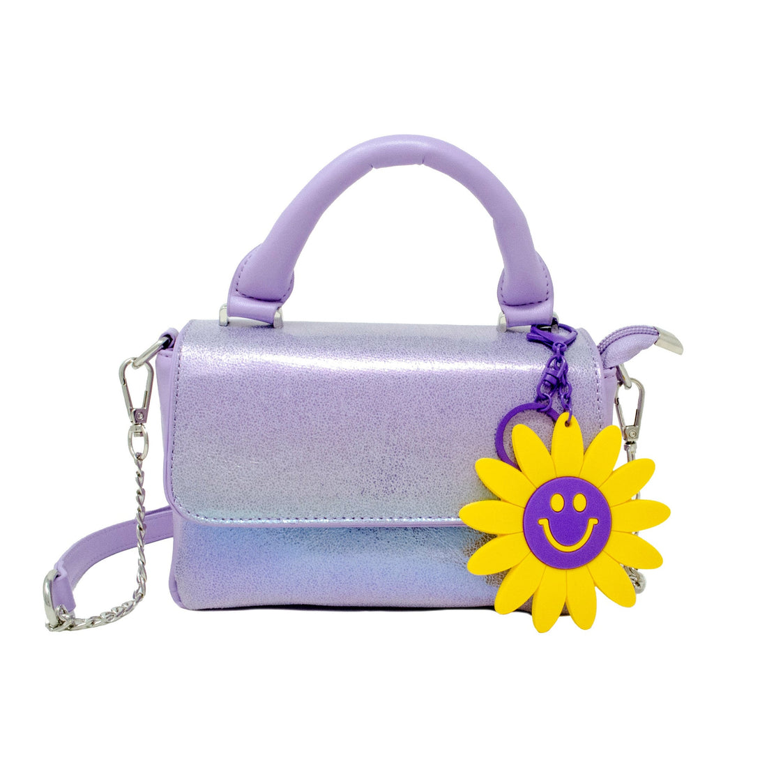 Shiny Baguette Smile Handbag - Purple