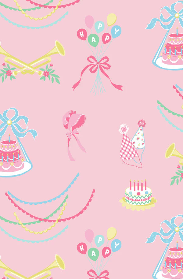 The Short Sleeve Britt Romper in Golden Birthday with Pier Party Pink is too cute for all of your little girl&