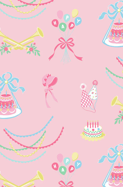 The Short Sleeve Britt Romper in Golden Birthday with Pier Party Pink is too cute for all of your little girl&