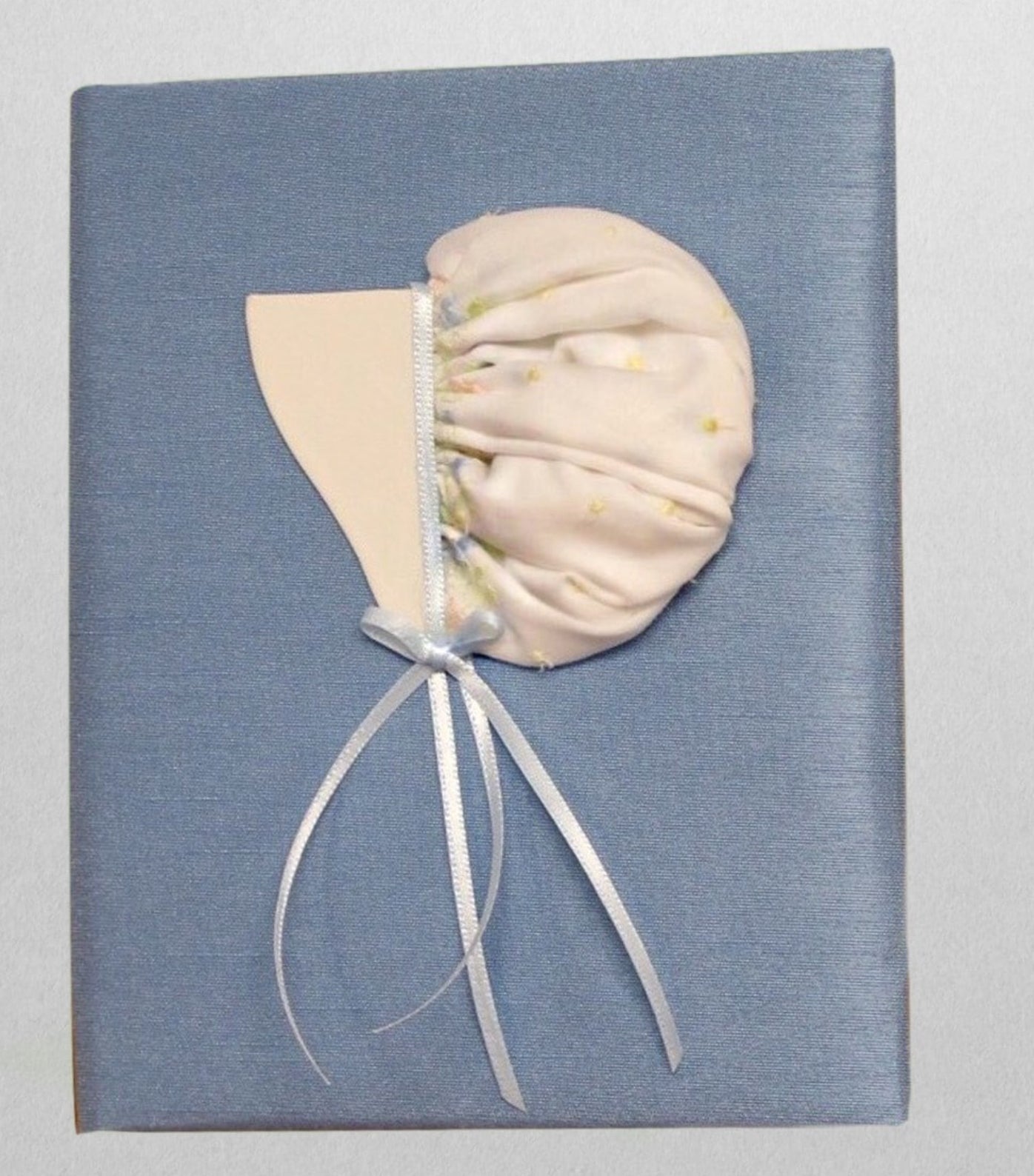 Small Hardbound Photo AlbumWith Swiss Batiste Baby Boy Bonnet