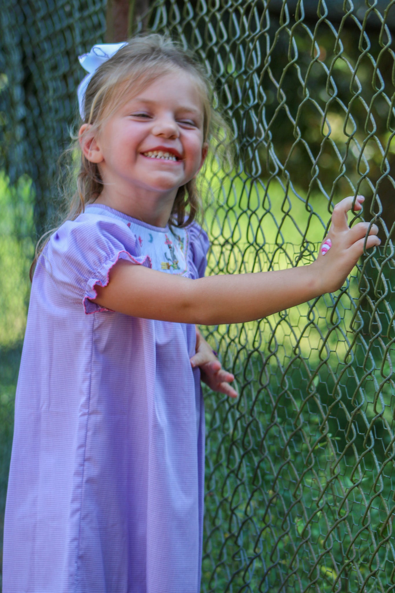 Smocked Halloween Cat Lavender Dress