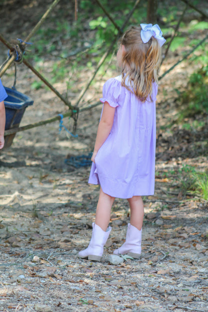 Smocked Halloween Cat Lavender Dress