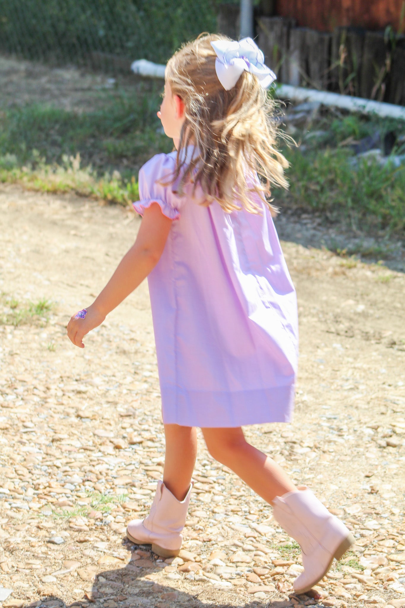 Smocked Halloween Cat Lavender Dress