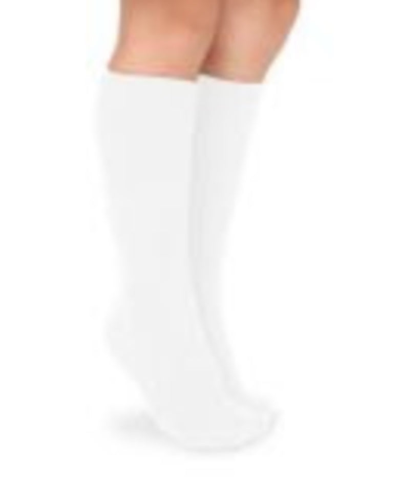 Classic cotton knee highs for babies, girls, boys, and even women! Seamless smooth toe linking construction eliminates that bulky toe seam and provides smooth comfort for all day wear. An added benefit of a reciprocated heel and toe provides durability and a superior fit. Rib top keeps socks up and in place. These socks can be worn under AFO, KAFO, and SMO braces to provide patients protection and comfort. These solid color cotton knee high tall socks are perfect for everyday, school, school uniform, dressi
