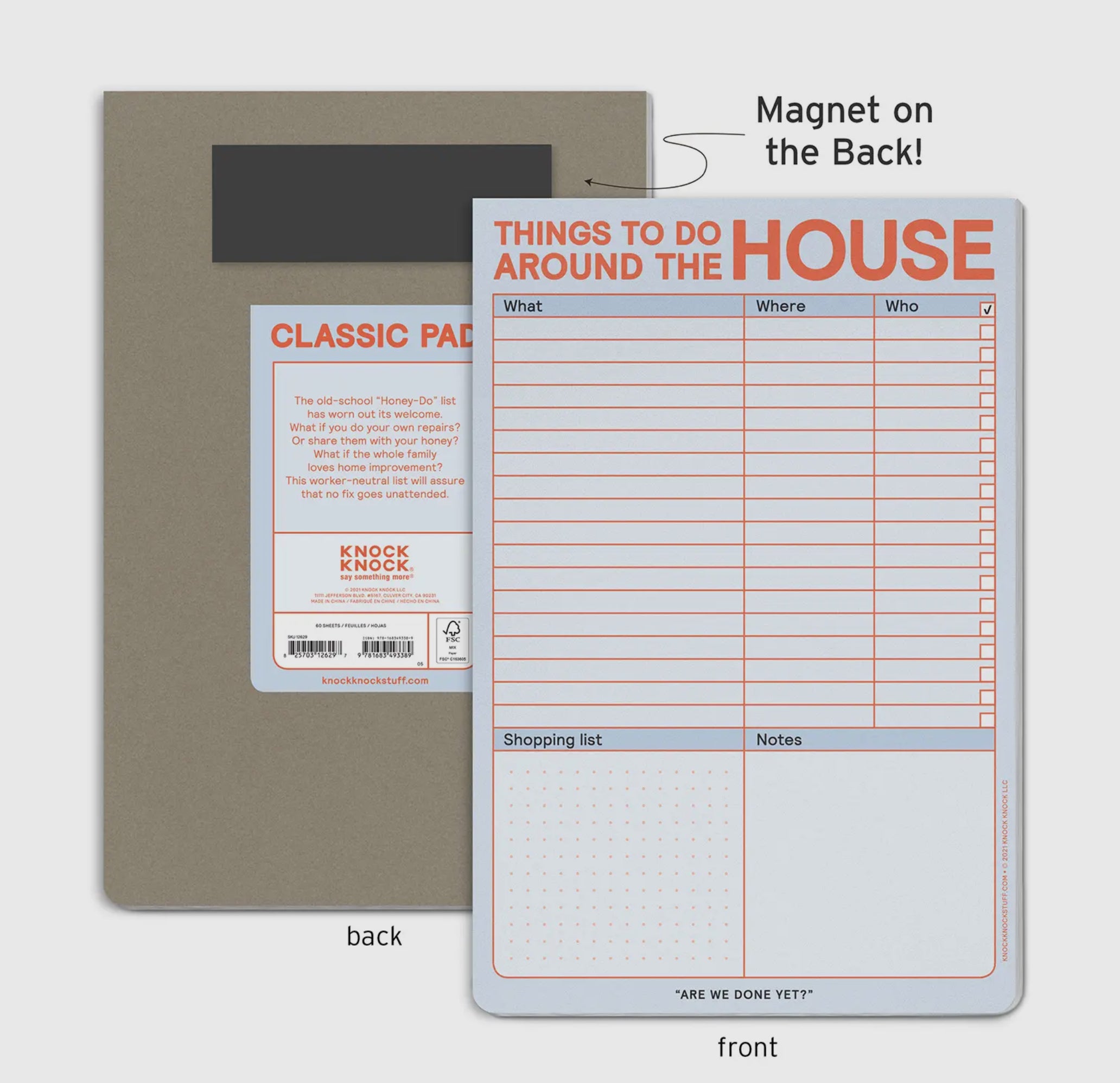The old-school “honey-do list” has worn out its welcome. What if you do your own repairs? Or share them with your honey? What if the whole family loves home improvement? This worker-neutral list will assure that no fix goes unattended.