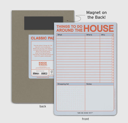 The old-school “honey-do list” has worn out its welcome. What if you do your own repairs? Or share them with your honey? What if the whole family loves home improvement? This worker-neutral list will assure that no fix goes unattended.