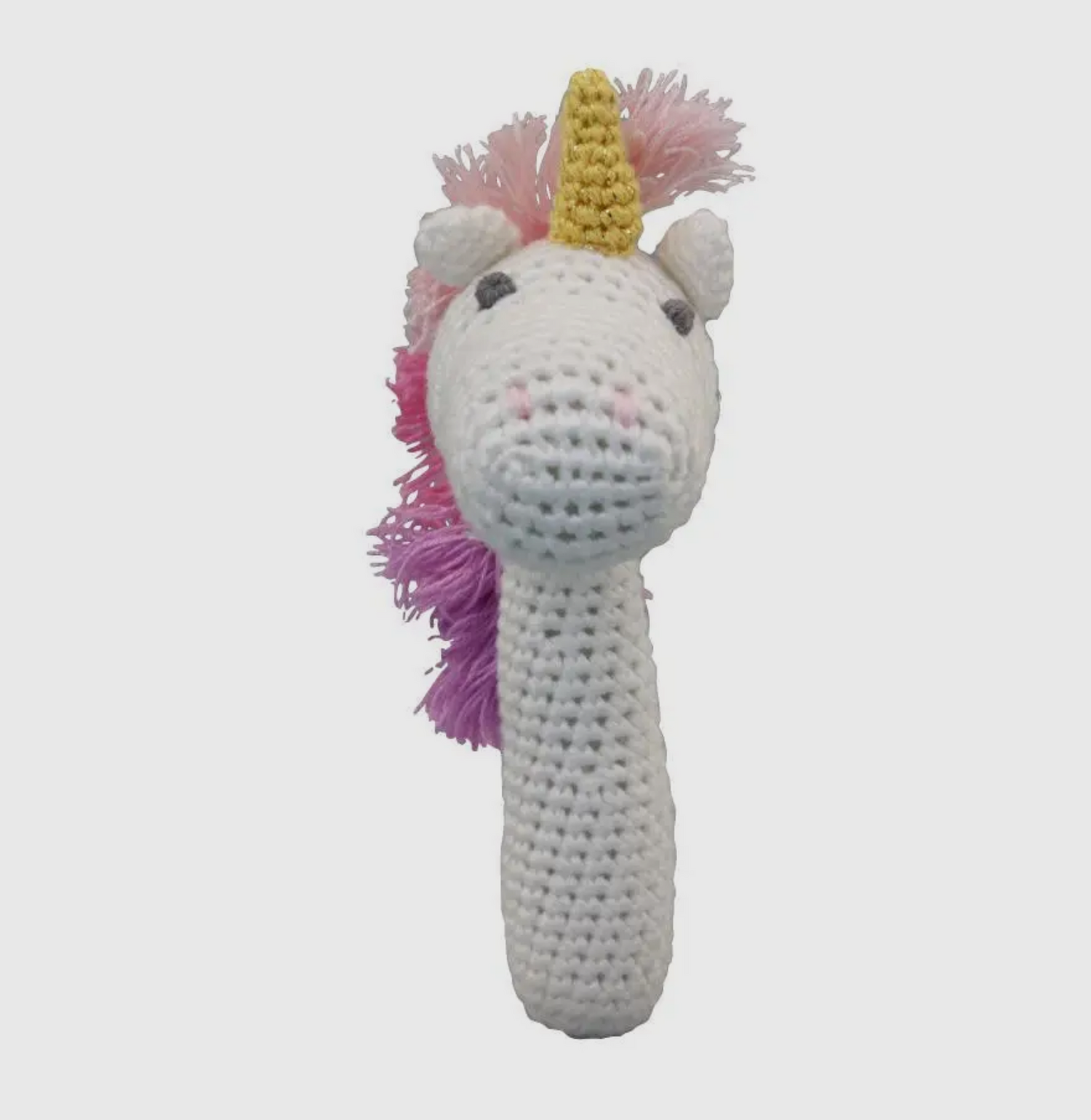 Unicorn Hand Crochet Stick Rattle 6"