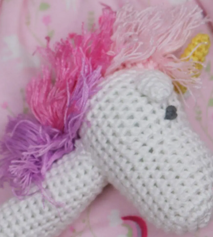 Unicorn Hand Crochet Stick Rattle 6"