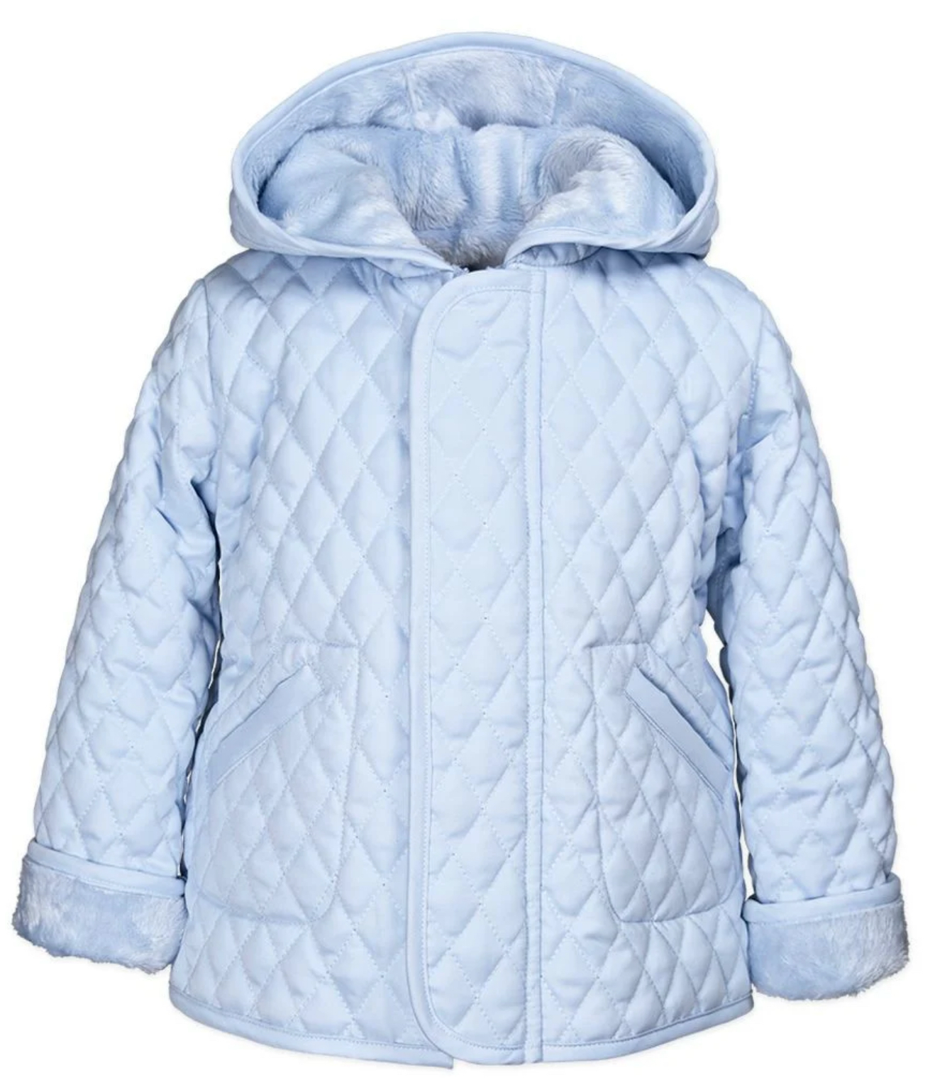 Widgeon Hooded Quilted Barn Jacket Coat - Light Blue