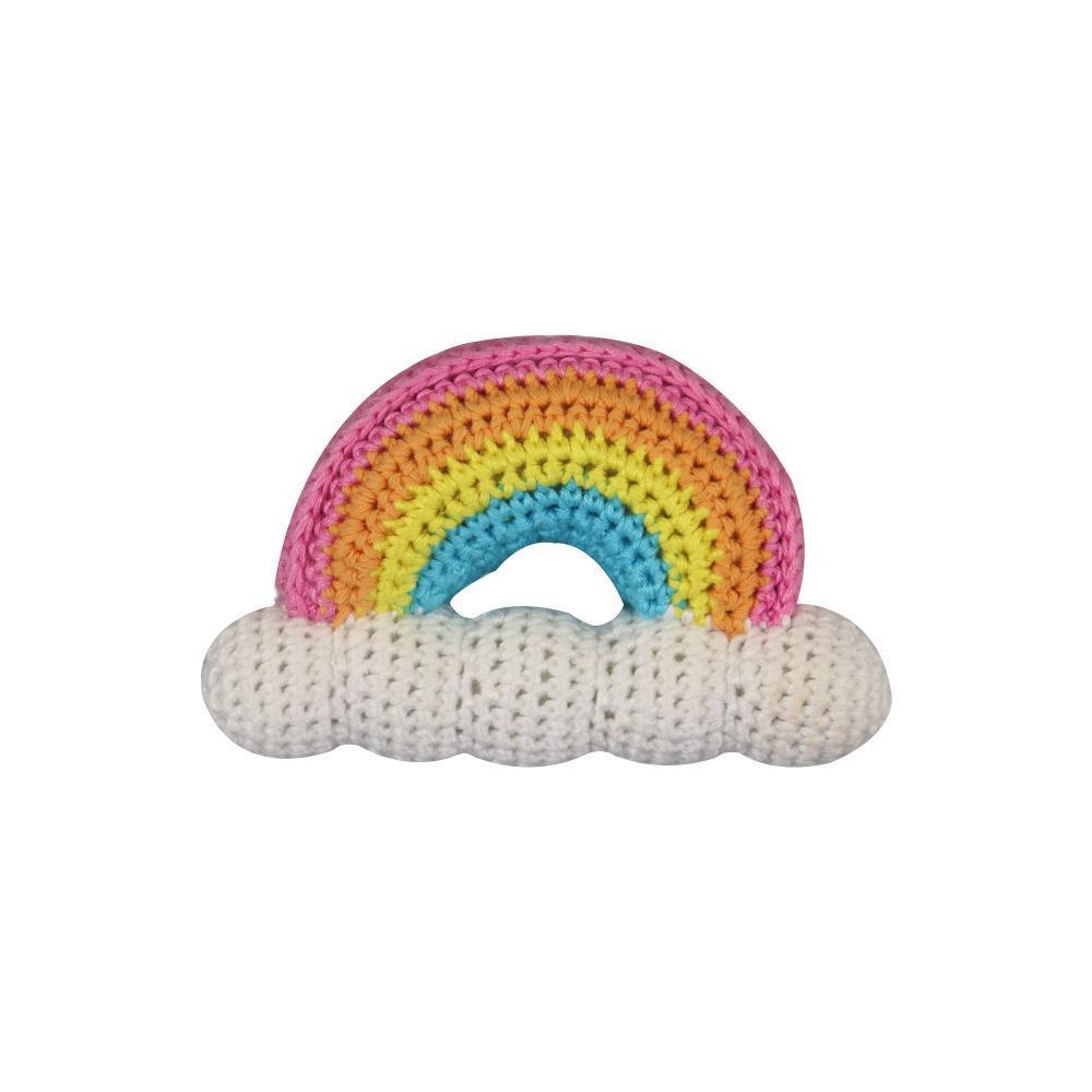 Rainbow Bamboo Crochet Rattle 6"