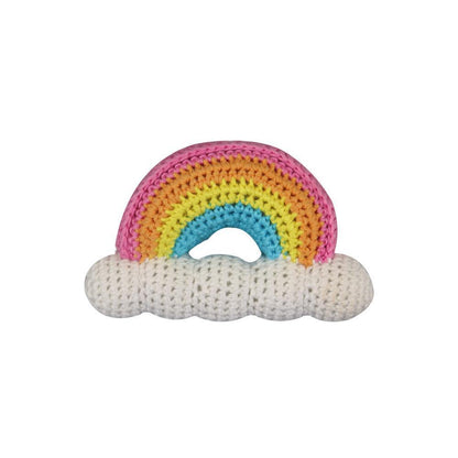 Rainbow Bamboo Crochet Rattle 6"